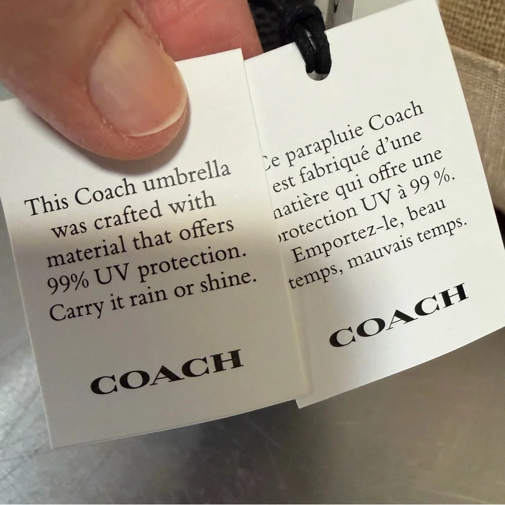 Coach Mini Black and Gray Umbrella with UV protection / CZ197 - Picture 6 of 9